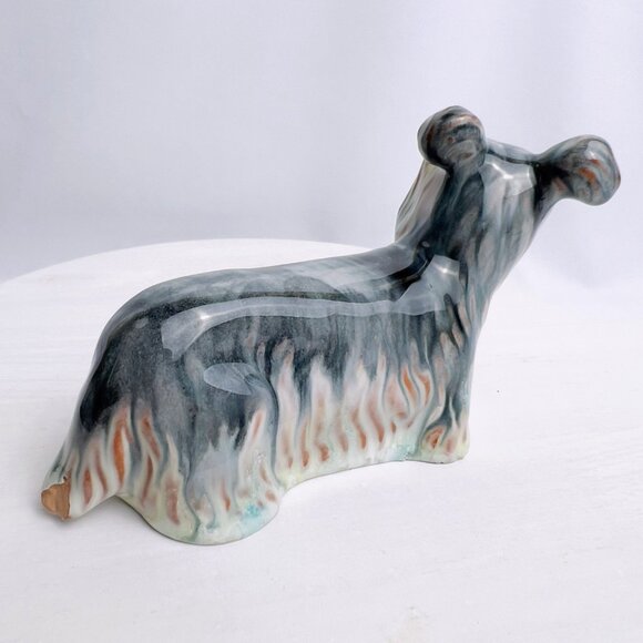 German Ceramic Dog Figurine Red Clay Multicolored Glaze Yorkshire Terrier - read - Picture 4 of 9